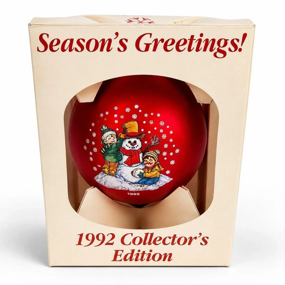 Vintage 1992 Campbell Kids Christmas Ornament Collector's Edition Snowman Box
